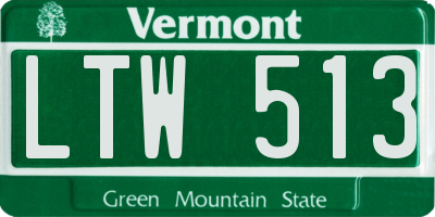 VT license plate LTW513