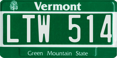 VT license plate LTW514