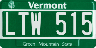 VT license plate LTW515