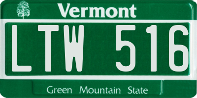 VT license plate LTW516