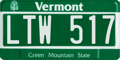 VT license plate LTW517