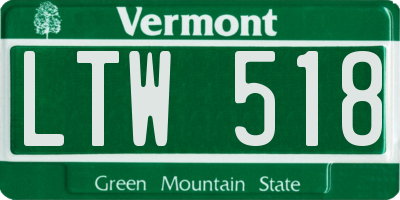 VT license plate LTW518