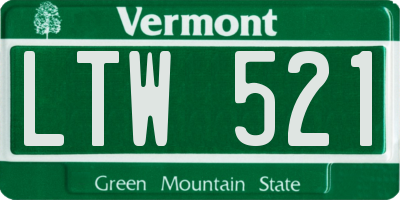 VT license plate LTW521