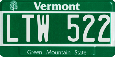 VT license plate LTW522