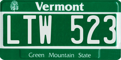 VT license plate LTW523
