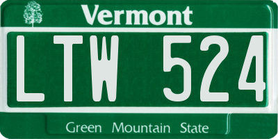 VT license plate LTW524