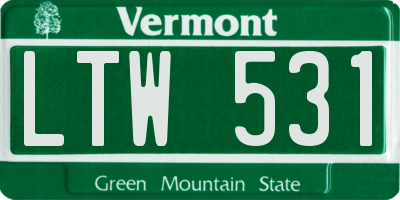 VT license plate LTW531