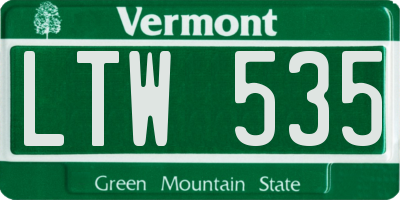 VT license plate LTW535