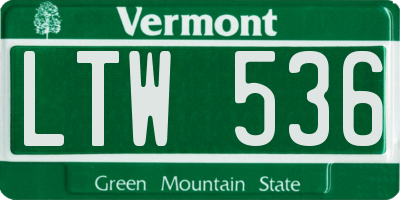VT license plate LTW536