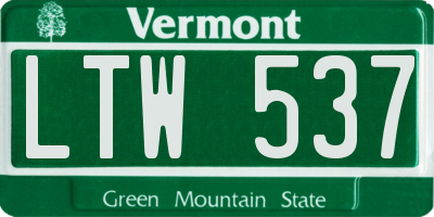 VT license plate LTW537