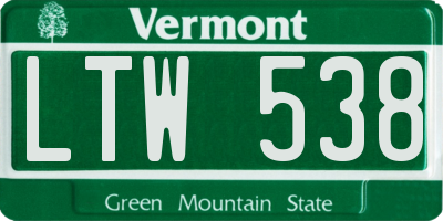 VT license plate LTW538