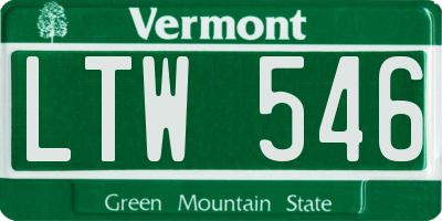 VT license plate LTW546