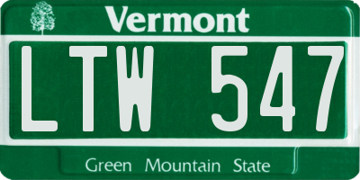 VT license plate LTW547