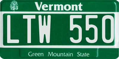 VT license plate LTW550