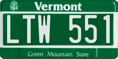 VT license plate LTW551