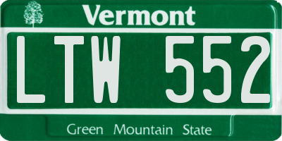 VT license plate LTW552