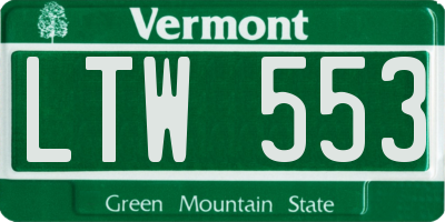 VT license plate LTW553