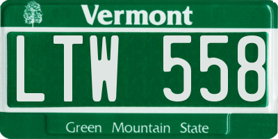VT license plate LTW558