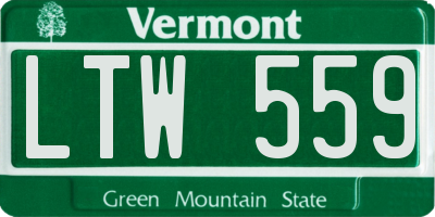 VT license plate LTW559