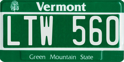 VT license plate LTW560