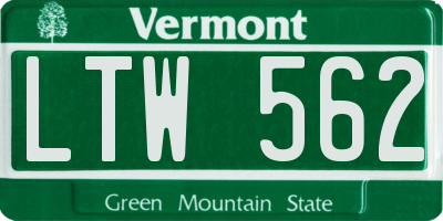 VT license plate LTW562