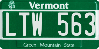 VT license plate LTW563