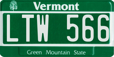 VT license plate LTW566