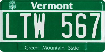 VT license plate LTW567