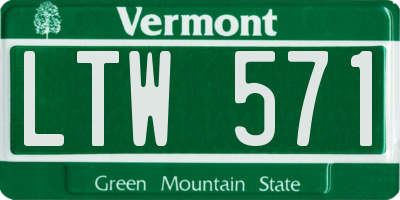VT license plate LTW571