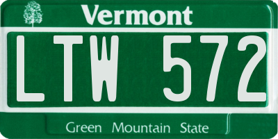 VT license plate LTW572