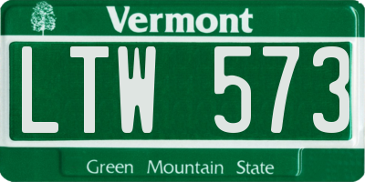VT license plate LTW573