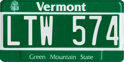 VT license plate LTW574