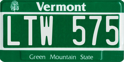 VT license plate LTW575