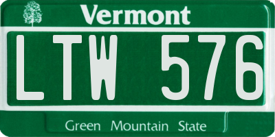 VT license plate LTW576