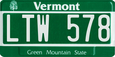 VT license plate LTW578