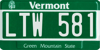 VT license plate LTW581