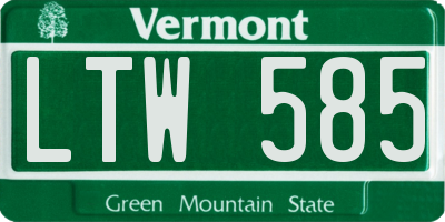 VT license plate LTW585