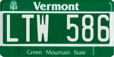 VT license plate LTW586