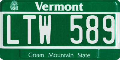 VT license plate LTW589