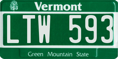 VT license plate LTW593