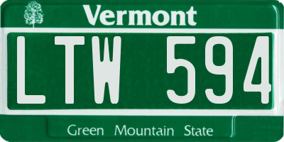 VT license plate LTW594
