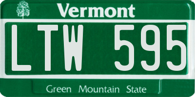 VT license plate LTW595
