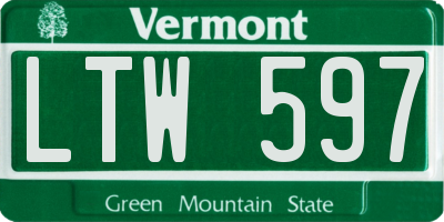 VT license plate LTW597