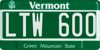 VT license plate LTW600