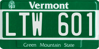 VT license plate LTW601