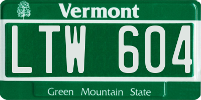 VT license plate LTW604