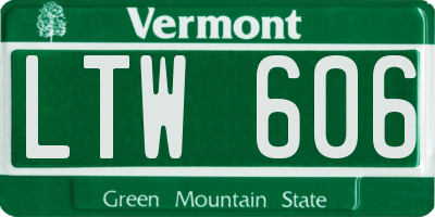 VT license plate LTW606