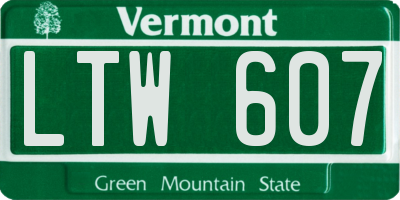 VT license plate LTW607
