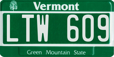 VT license plate LTW609