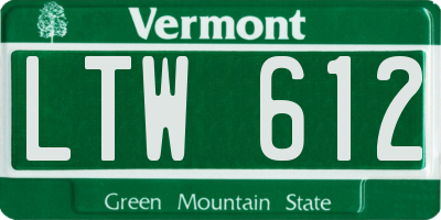 VT license plate LTW612